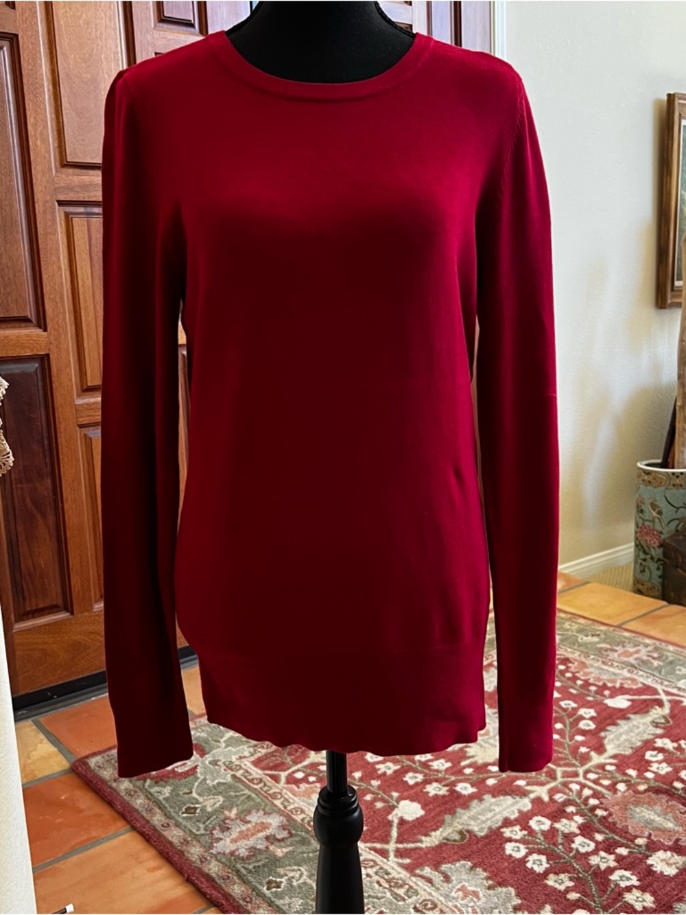 Caslon Women's Scoop Neck Sweater Red Medium Top Long Sleeve Shirt
